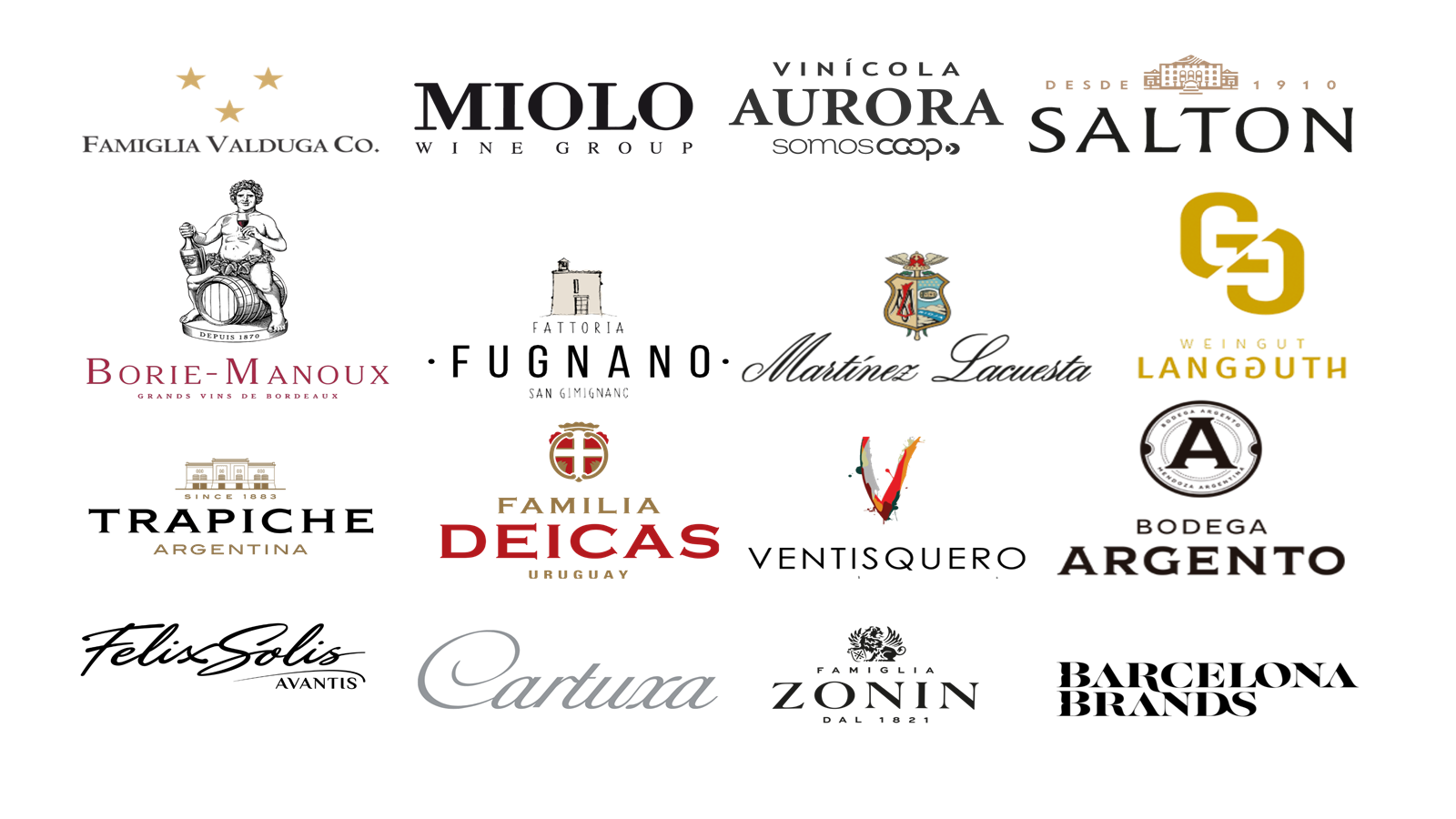 Collage of winery and wine-group logos included in the company’s professional experience